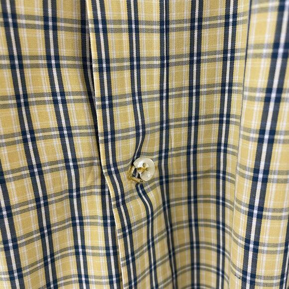Barbour Long Sleeve Button Down Yellow Navy Plaid Mens XL ASIS - Picture 2 of 6